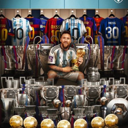 Hình ảnh Messi vô địch World Cup 2022 trên đỉnh thế giới